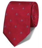Cravata barbati Charles Tyrwhitt -matase 100 % - rosu cu crini imperiali albastri 